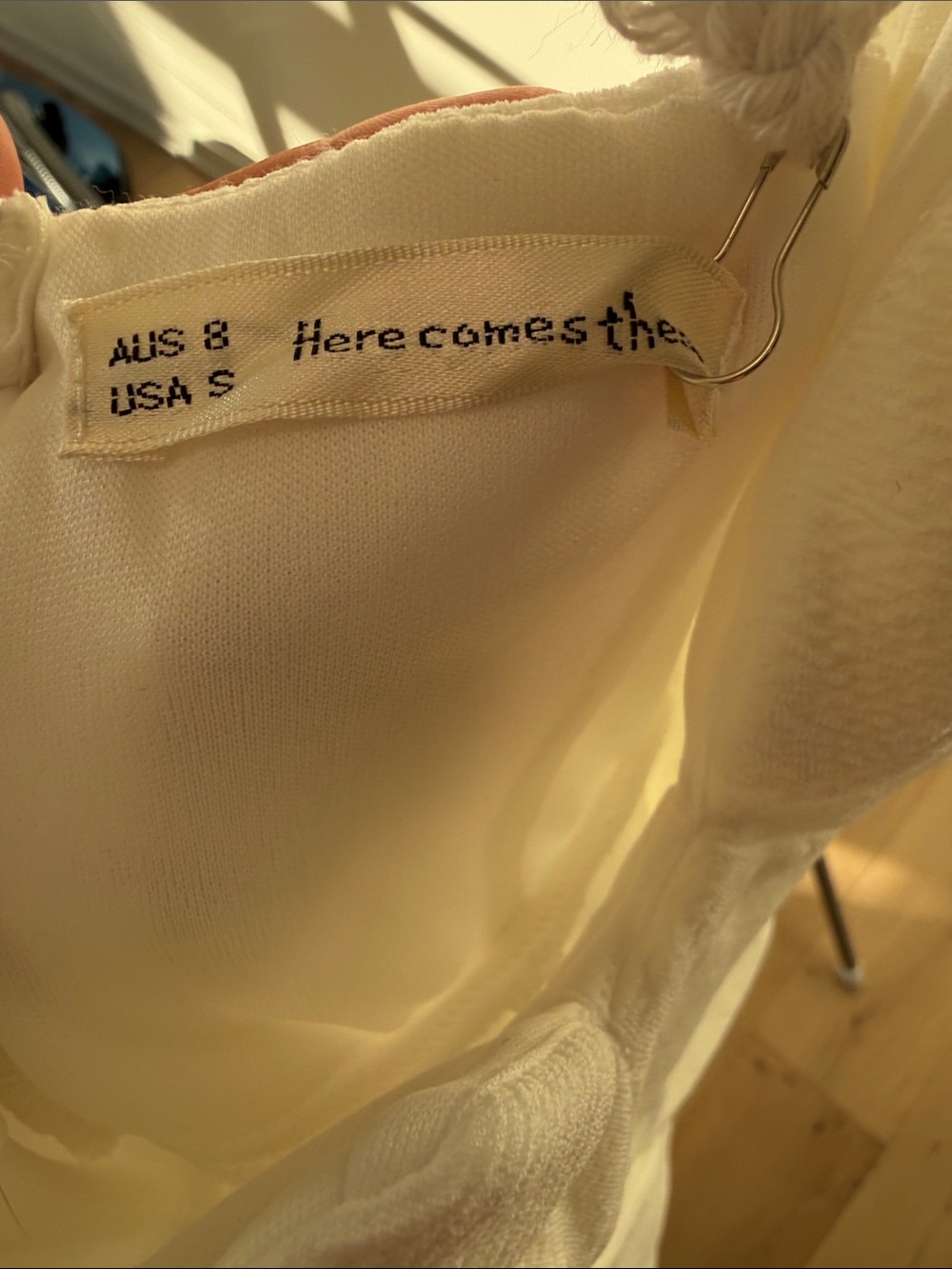 White Spaghetti-Strap Mini Dress with Front Ruffle - Picture 2 of 5